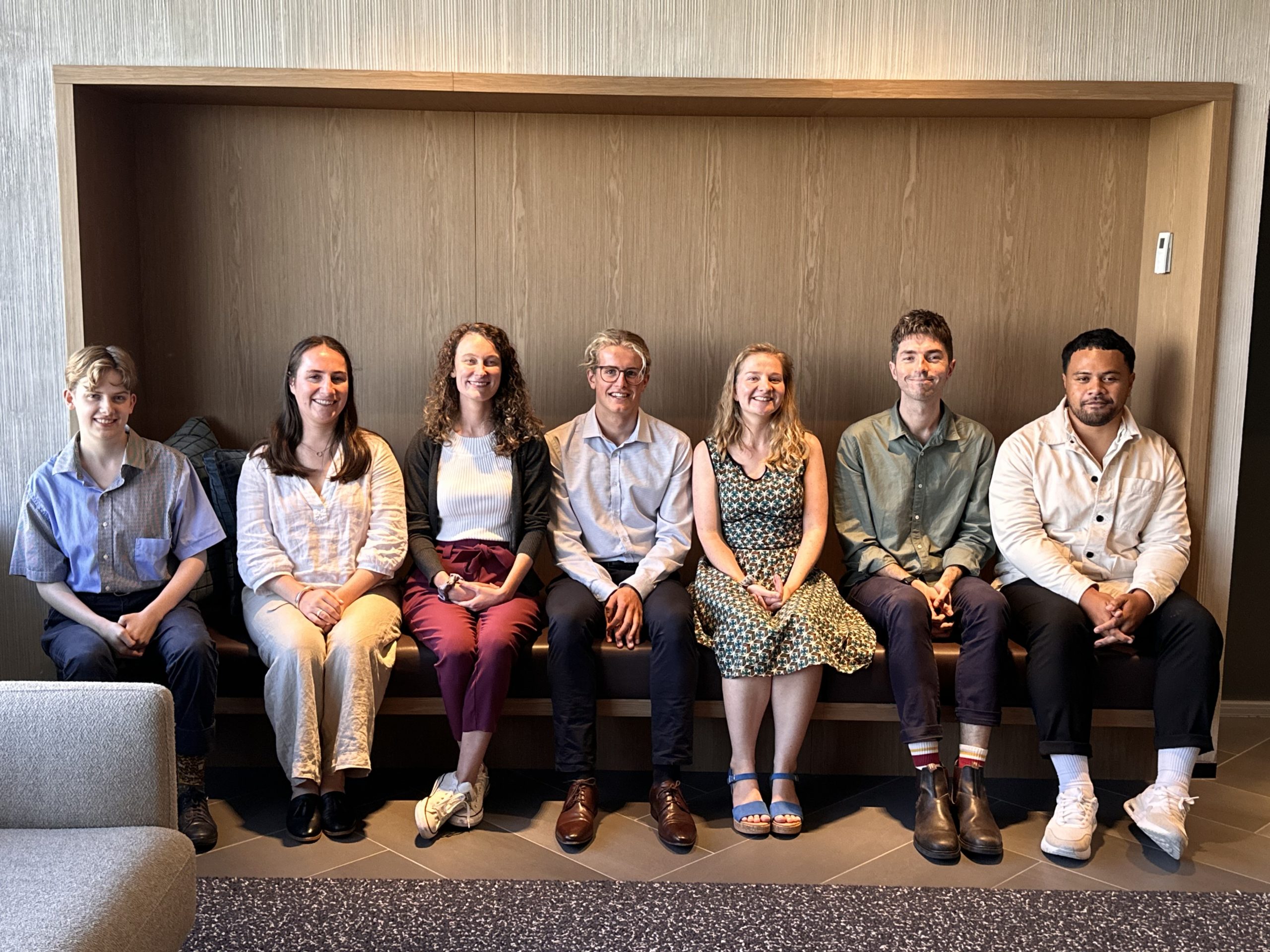 The Inaugural YAG: L-R: Charlotte Watson, Florance McGufficke, Elise Lane, Harrison Garlick, Stephanie Pearson, James Atkinson and Andrew Taukolo