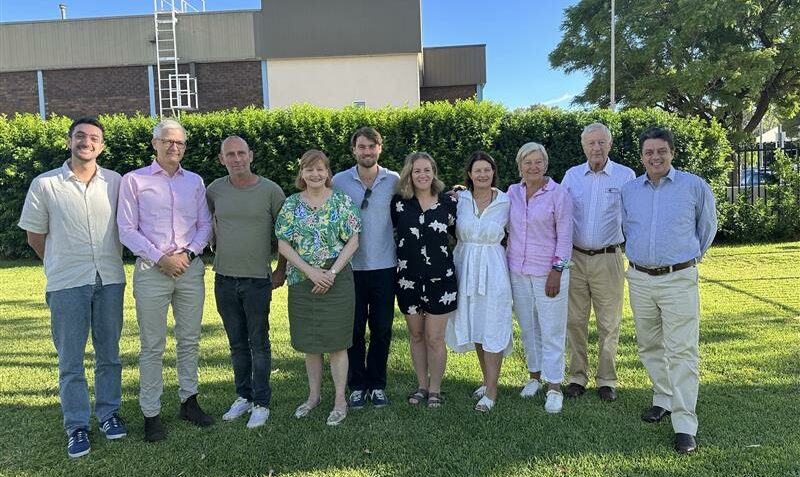 Left to right: VFFF Directors in Moree, March 2025, Sam Koslowski, Joseph O'Brien, Andy Fairfax, Rosemary Vilgan (Chair), William White, Emilia Kefford, Annabel White, Ruth Armytage AM, Tim Fairfax AC and  Peter Johnstone.	